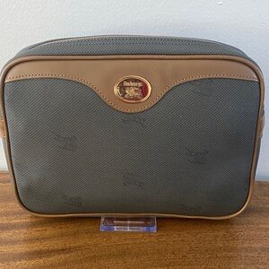 Burberrys Vintage 2nd bag in gray pvc with tan leather trim